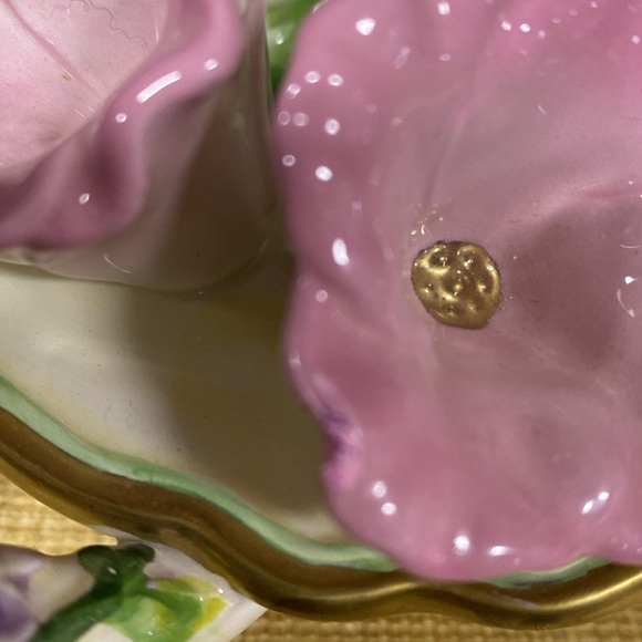 Vintage Avon China Oval Spring Easter Flowers & Duck Tray Gold Trim with Handles - Picture 5 of 5